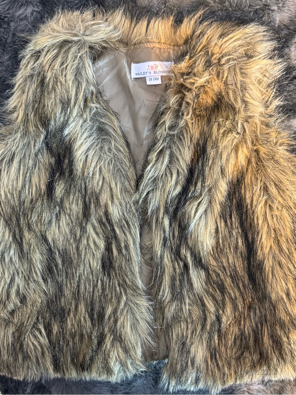 Bailey's Blossom Kids Faux Fur Vest in Brown